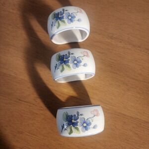Nikko Blue Peony Ceramic napkin rings set of 3